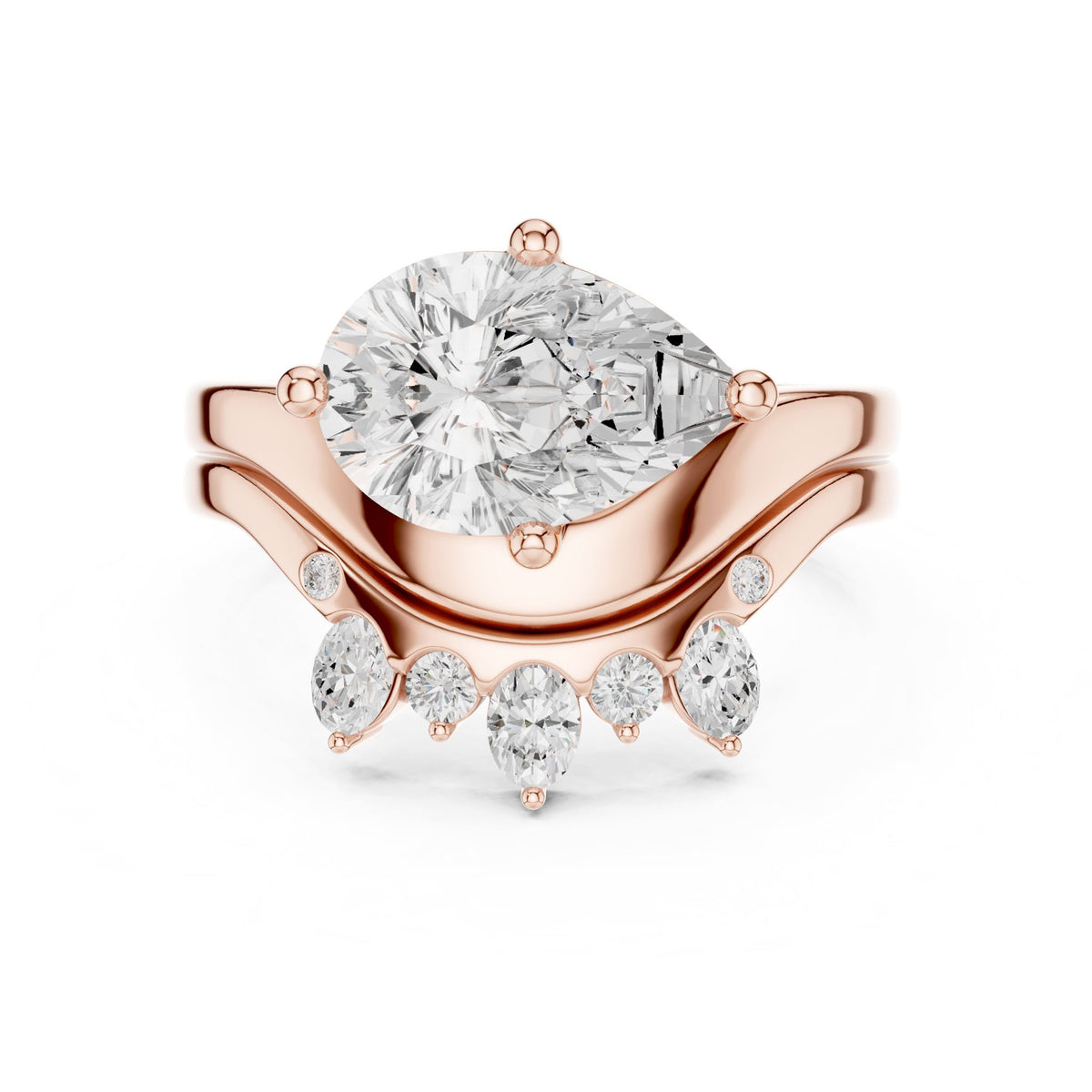 Pear Accented Lab Grown Diamond Engagement Ring