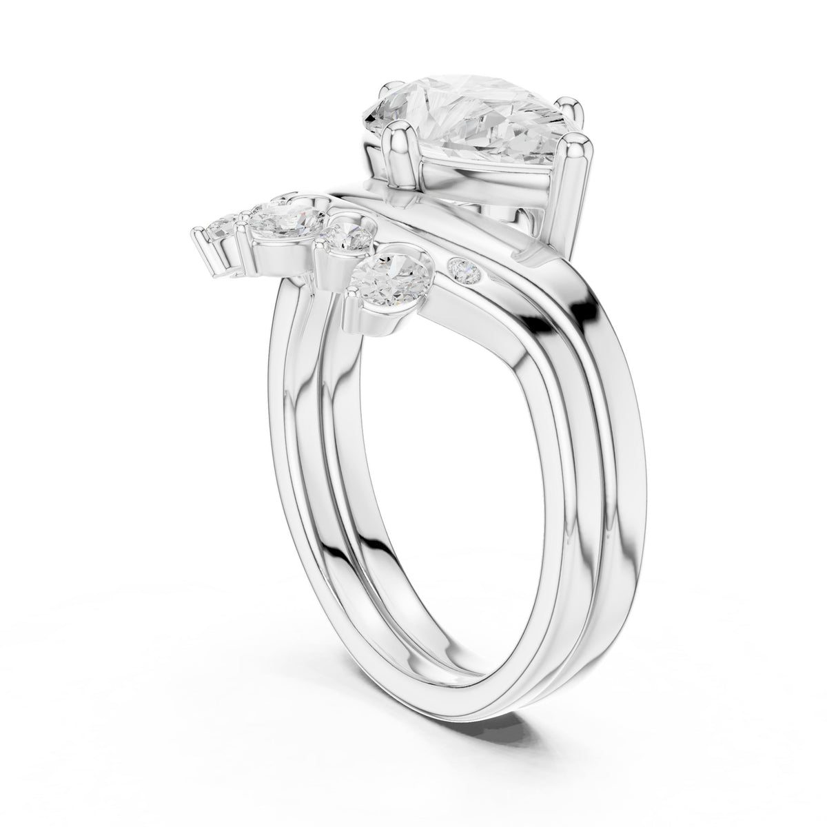 Pear Accented Lab Grown Diamond Engagement Ring