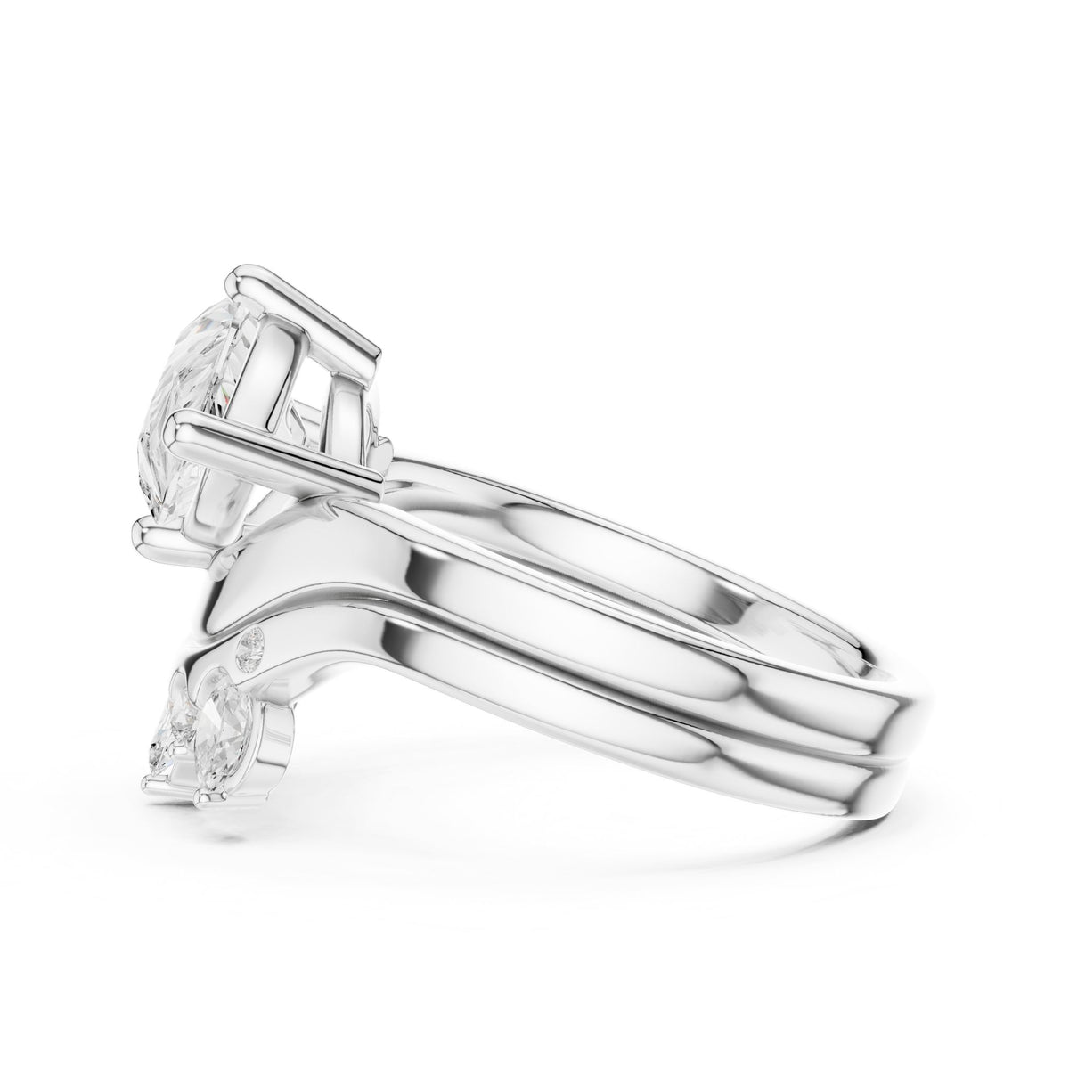 Pear Accented Lab Grown Diamond Engagement Ring