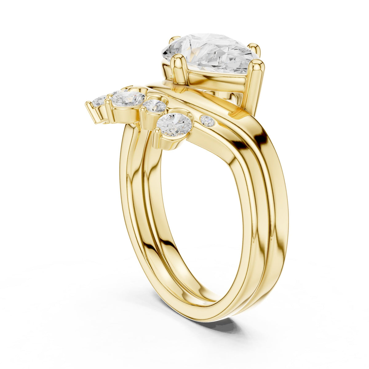 Pear Accented Lab Grown Diamond Engagement Ring