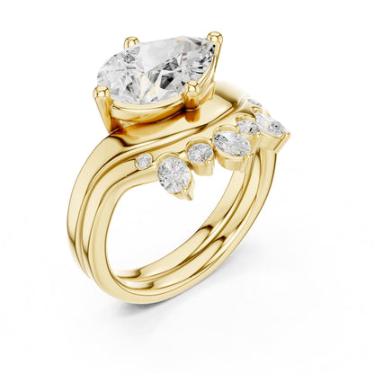 Pear Accented Lab Grown Diamond Engagement Ring