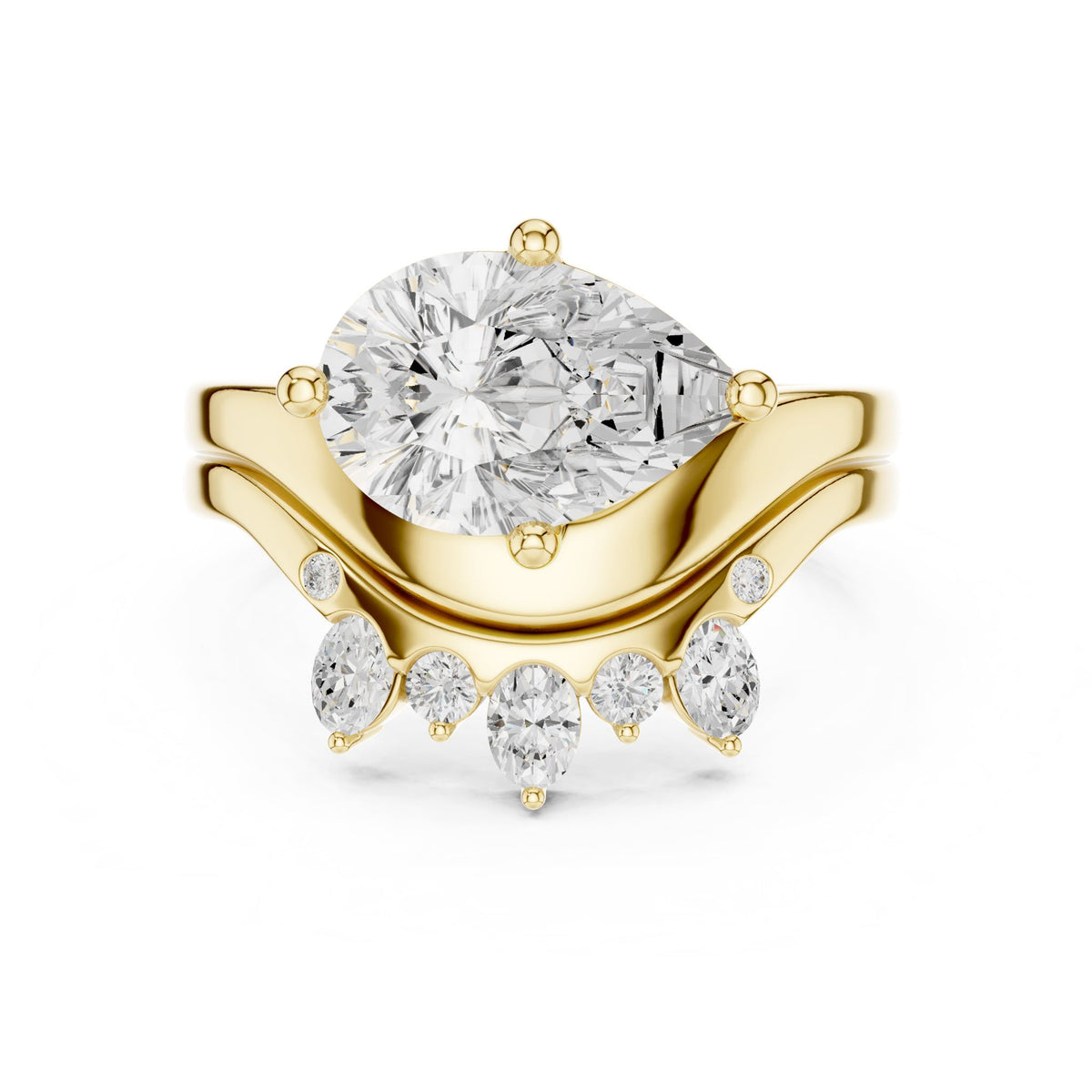 Pear Accented Lab Grown Diamond Engagement Ring