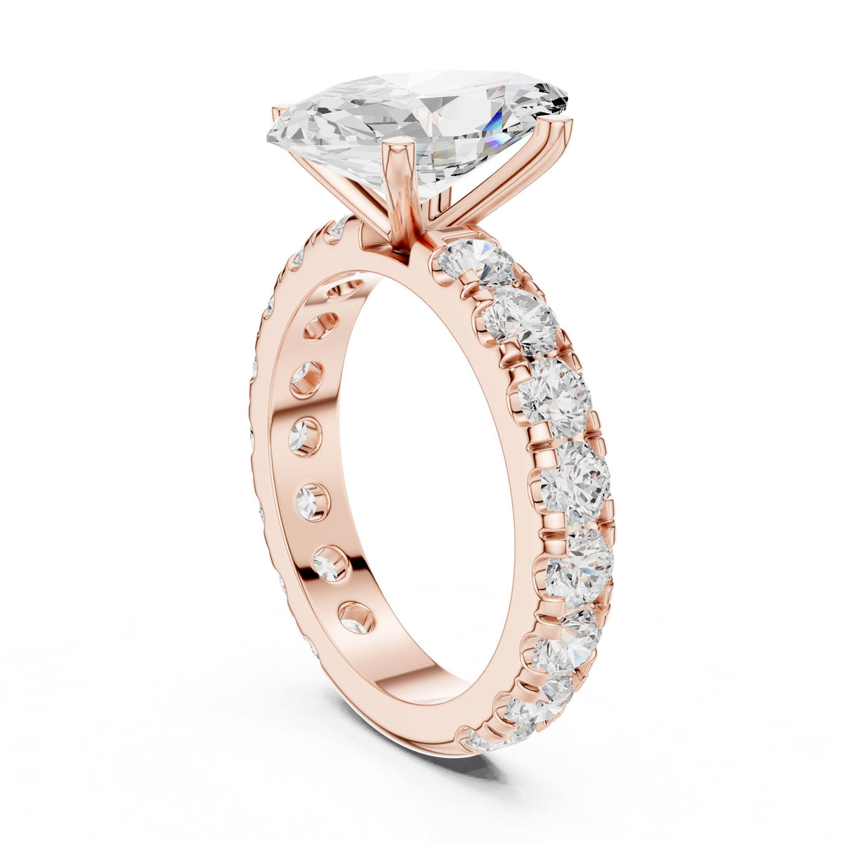 Pear Accented Lab Grown Diamond Engagement Ring