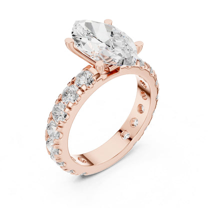 Pear Accented Lab Grown Diamond Engagement Ring