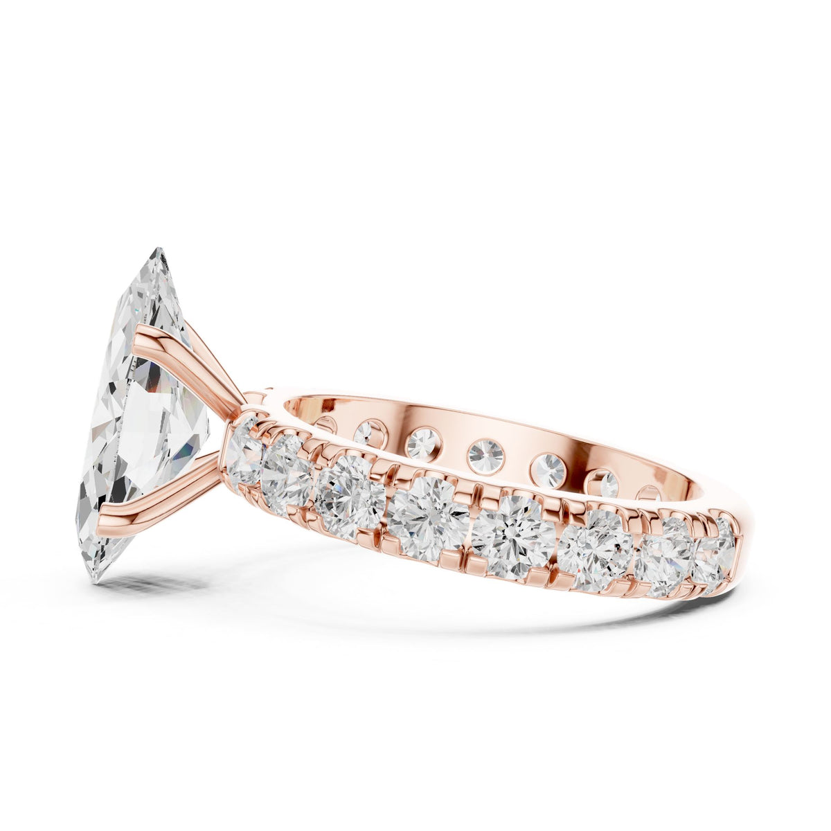 Pear Accented Lab Grown Diamond Engagement Ring