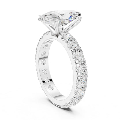 Pear Accented Lab Grown Diamond Engagement Ring