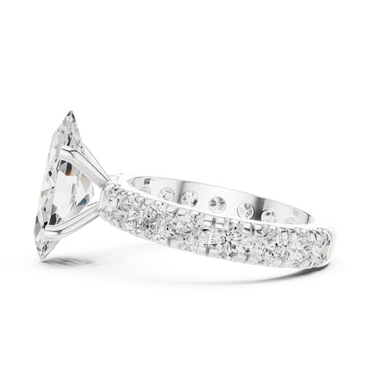 Pear Accented Lab Grown Diamond Engagement Ring