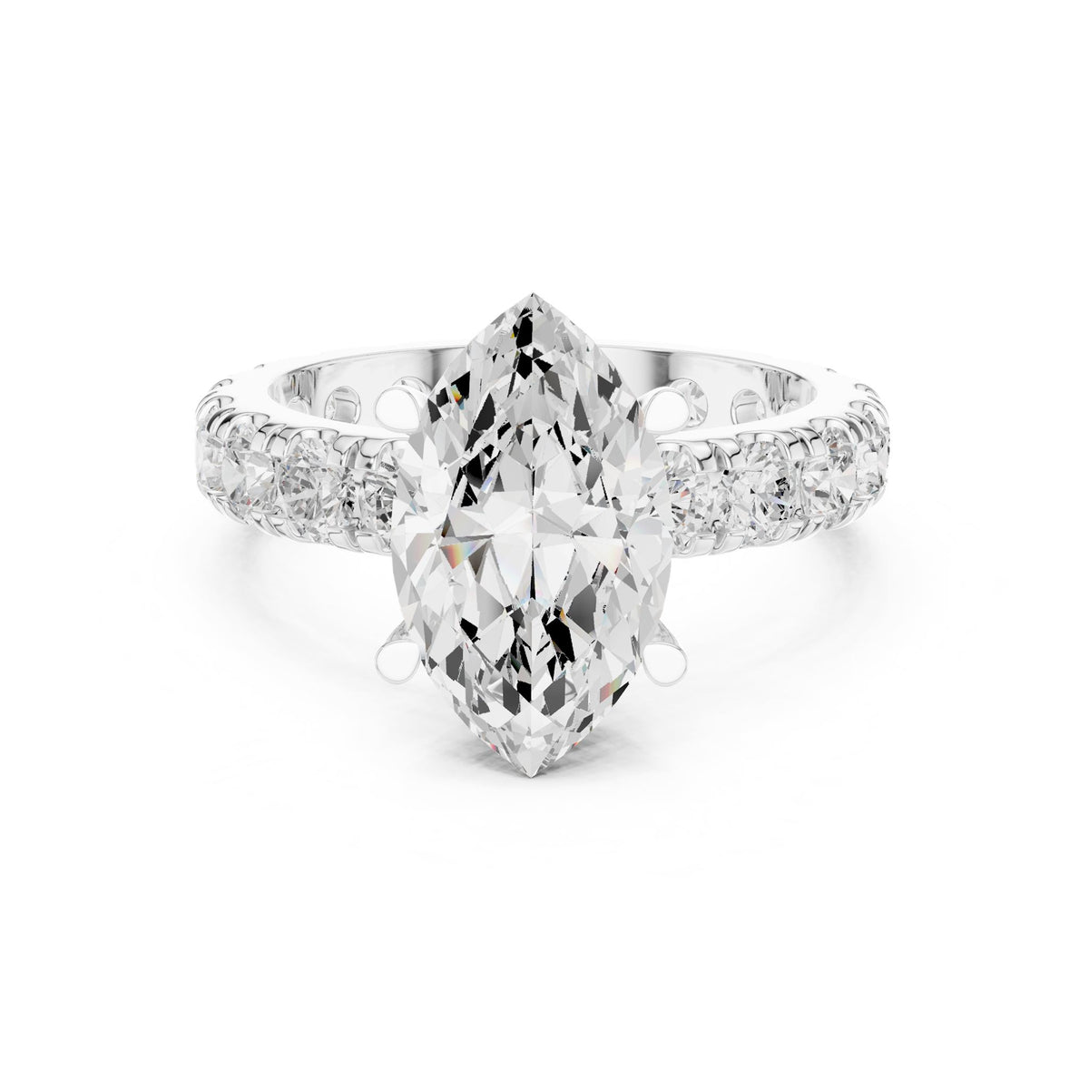 Pear Accented Lab Grown Diamond Engagement Ring