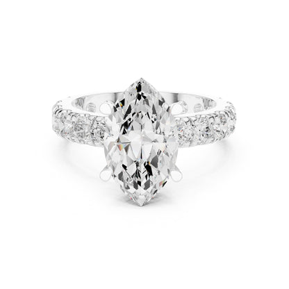 Pear Accented Lab Grown Diamond Engagement Ring