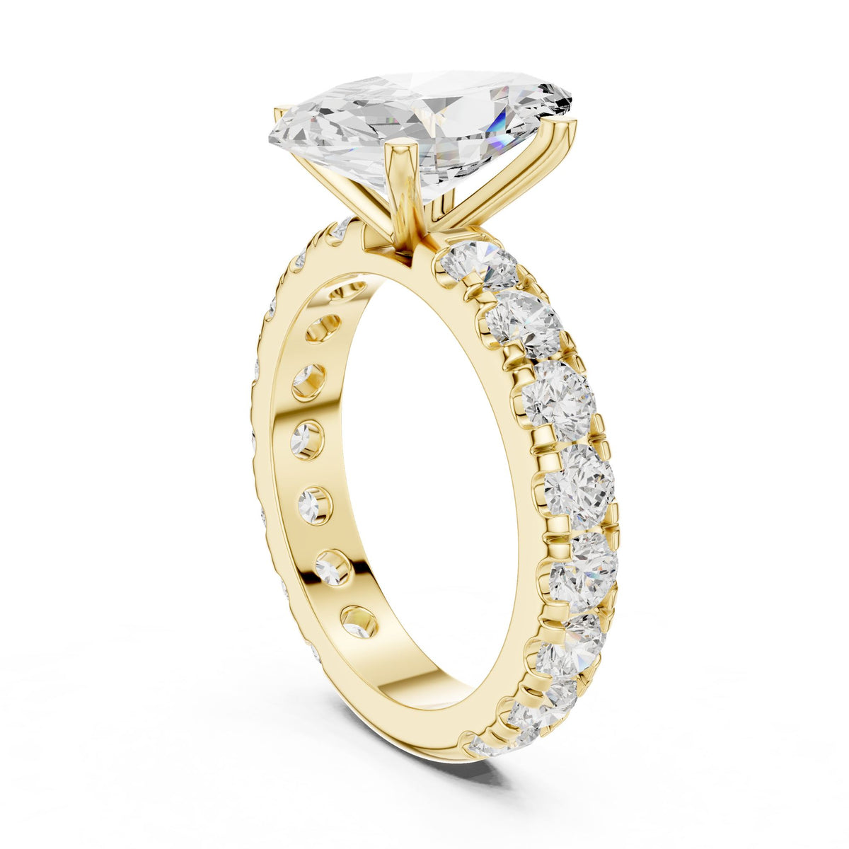Pear Accented Lab Grown Diamond Engagement Ring