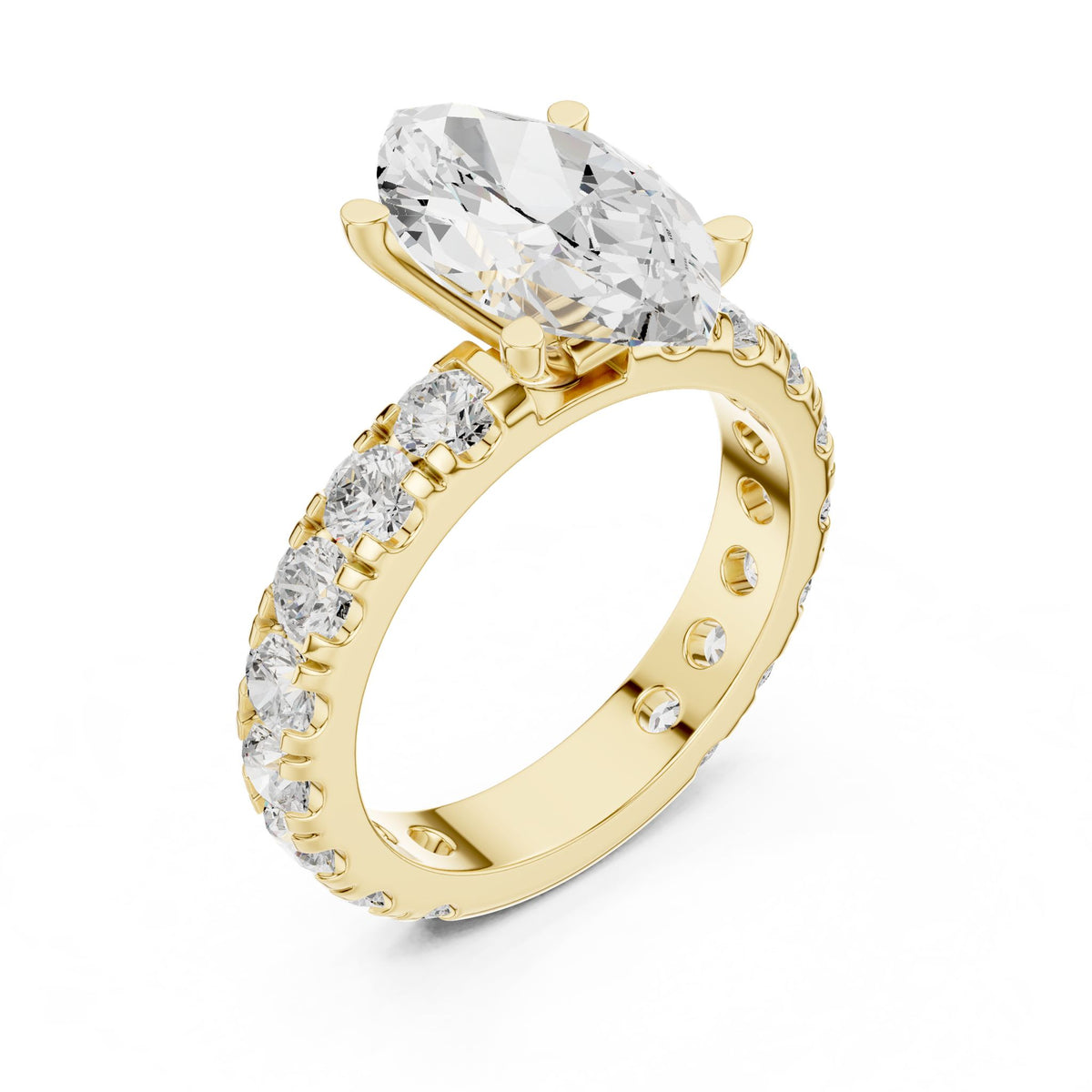 Pear Accented Lab Grown Diamond Engagement Ring