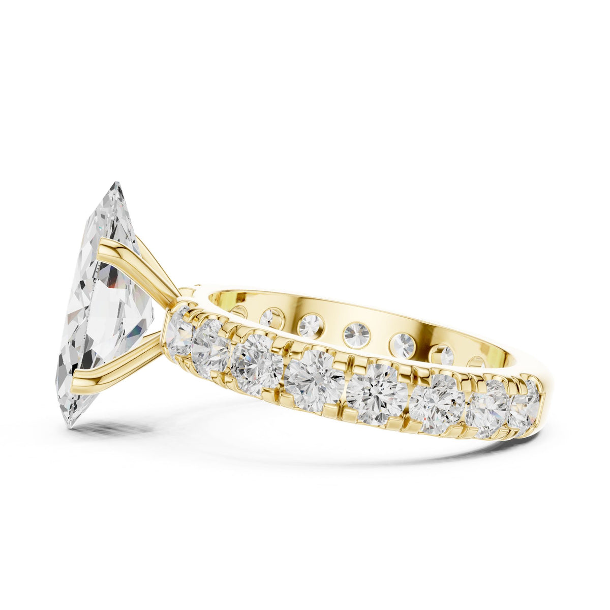 Pear Accented Lab Grown Diamond Engagement Ring