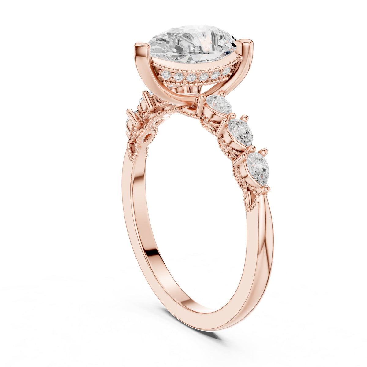 Pear Accented Lab Grown Diamond Engagement Ring