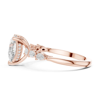 Pear Accented Lab Grown Diamond Engagement Ring