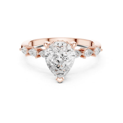 Pear Accented Lab Grown Diamond Engagement Ring