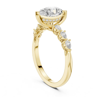 Pear Accented Lab Grown Diamond Engagement Ring