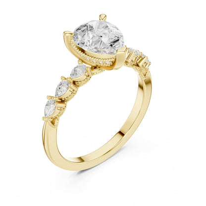 Pear Accented Lab Grown Diamond Engagement Ring