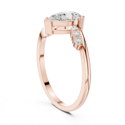 Pear Accented Lab Grown Diamond Engagement Ring