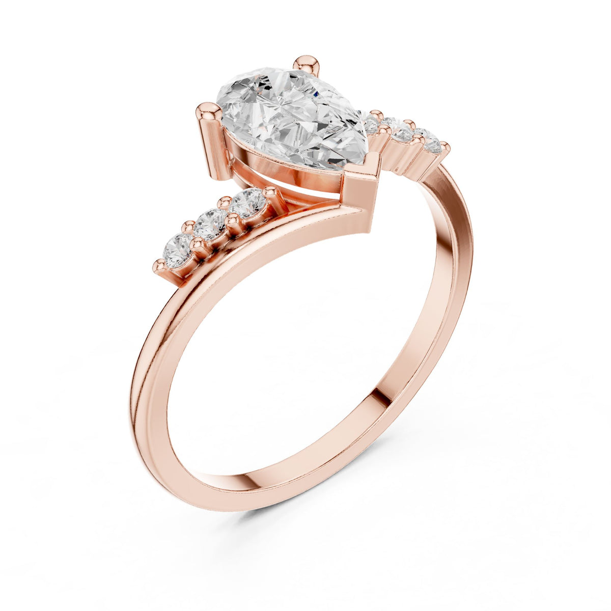 Pear Accented Lab Grown Diamond Engagement Ring