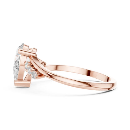 Pear Accented Lab Grown Diamond Engagement Ring