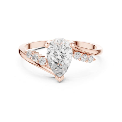 Pear Accented Lab Grown Diamond Engagement Ring