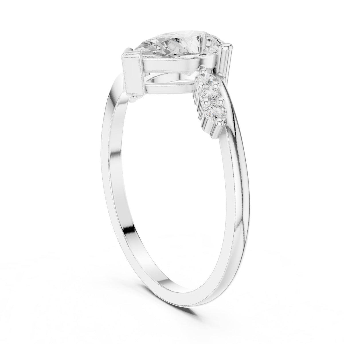 Pear Accented Lab Grown Diamond Engagement Ring