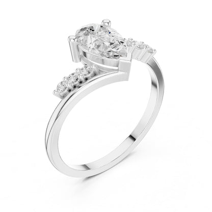 Pear Accented Lab Grown Diamond Engagement Ring