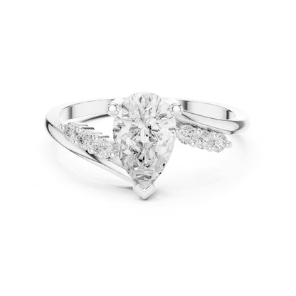 Pear Accented Lab Grown Diamond Engagement Ring