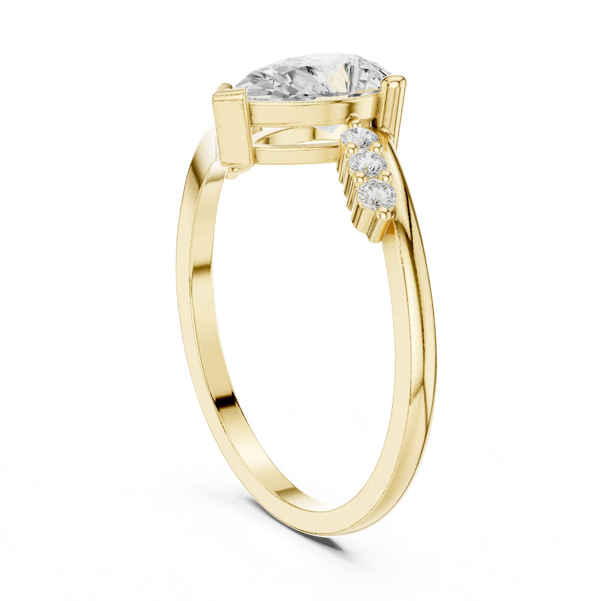 Pear Accented Lab Grown Diamond Engagement Ring