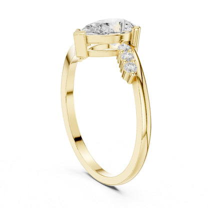 Pear Accented Lab Grown Diamond Engagement Ring