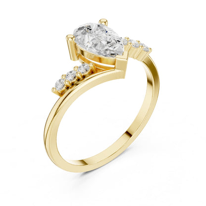 Pear Accented Lab Grown Diamond Engagement Ring