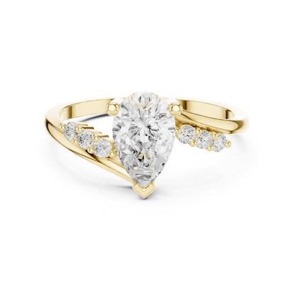 Pear Accented Lab Grown Diamond Engagement Ring