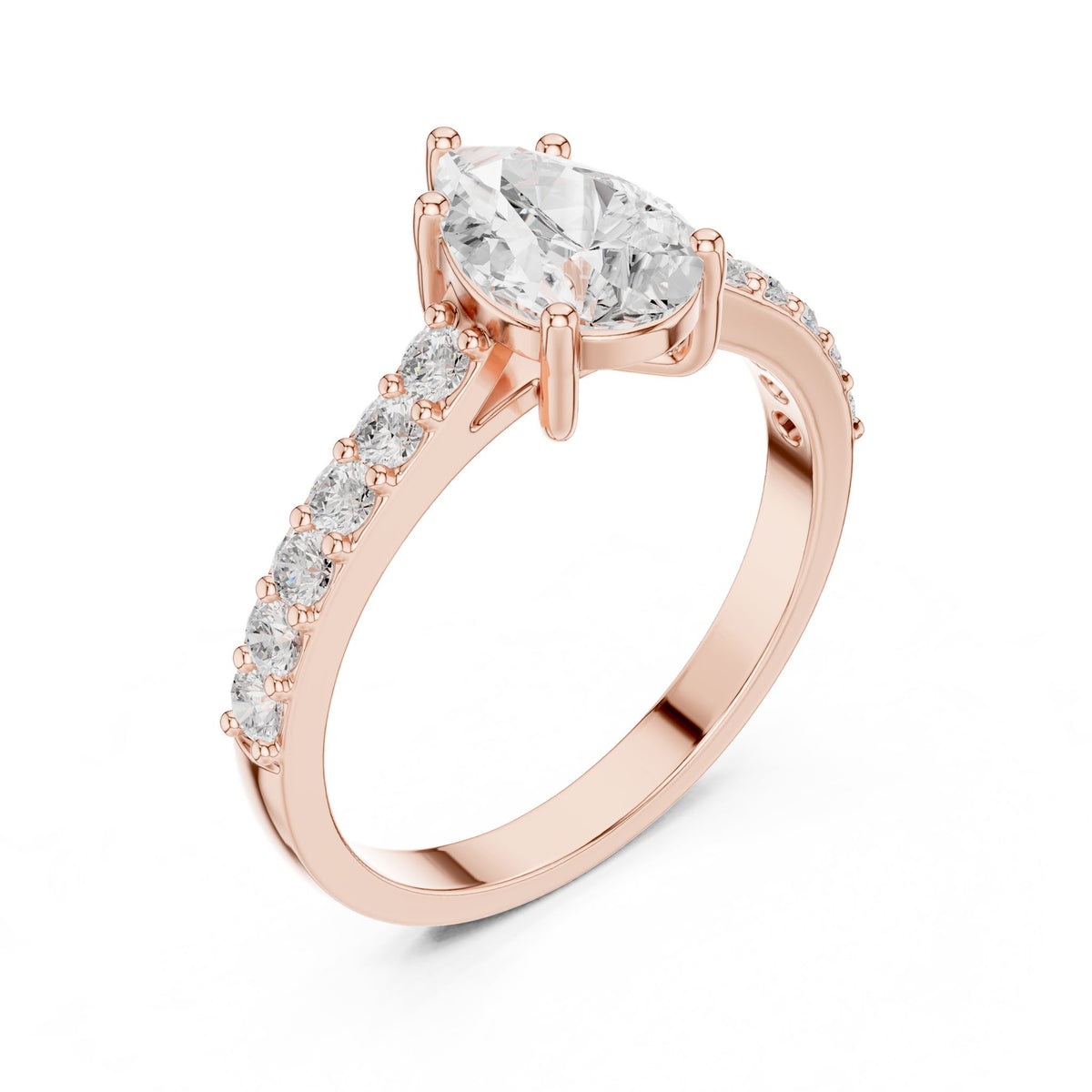 Pear Accented Lab Grown Diamond Engagement Ring