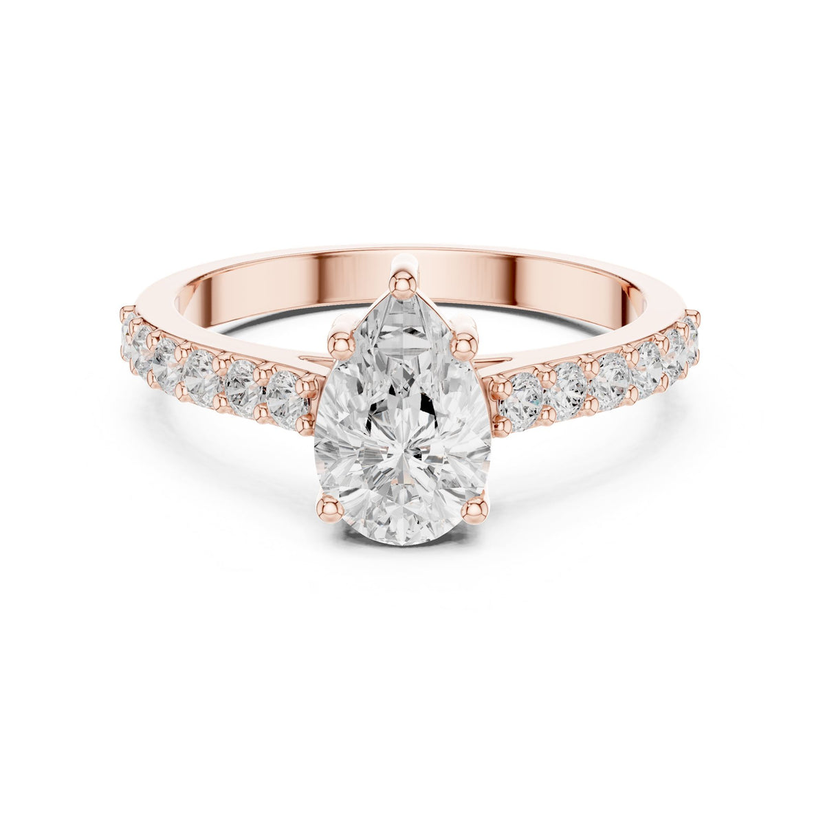 Pear Accented Lab Grown Diamond Engagement Ring