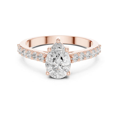 Pear Accented Lab Grown Diamond Engagement Ring