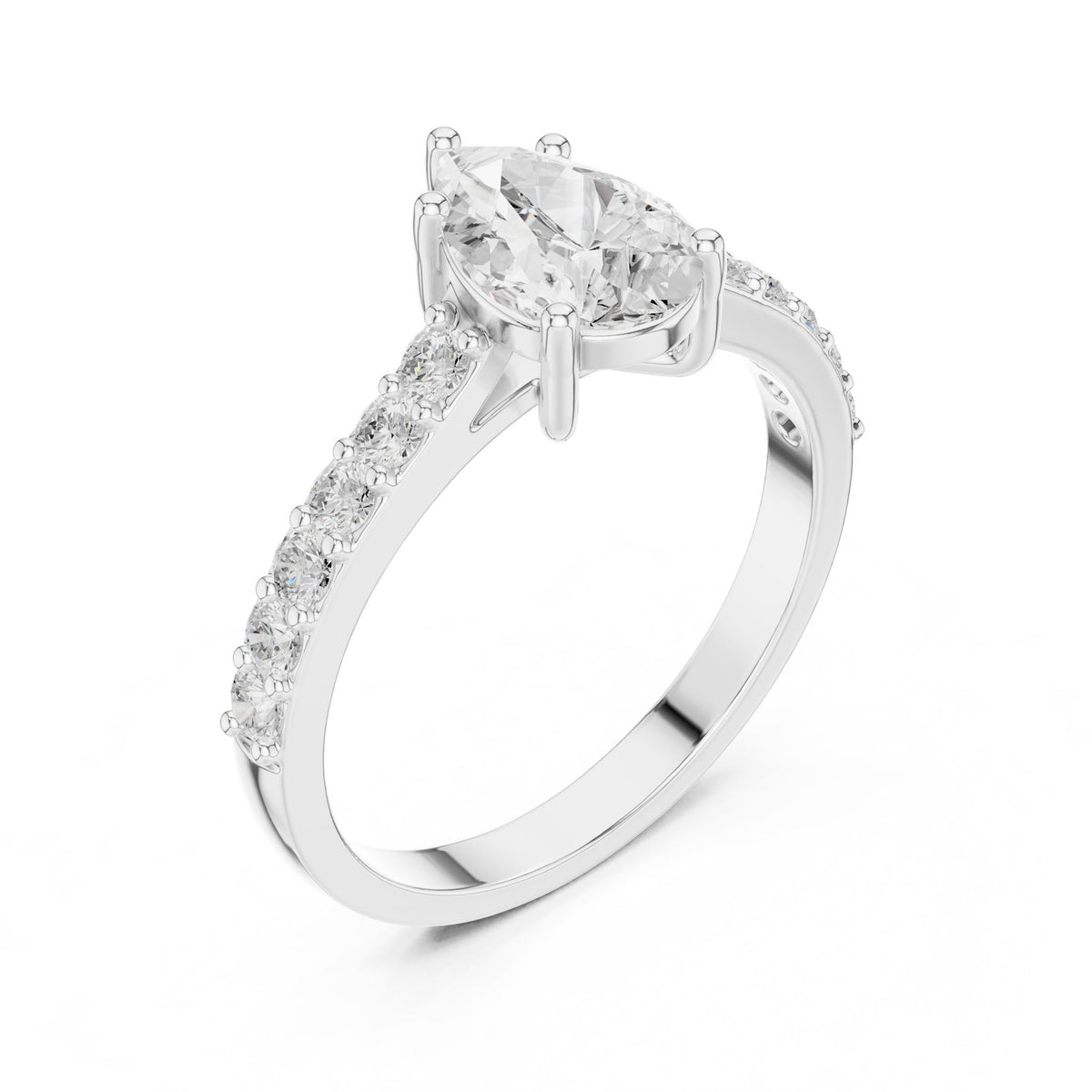 Pear Accented Lab Grown Diamond Engagement Ring