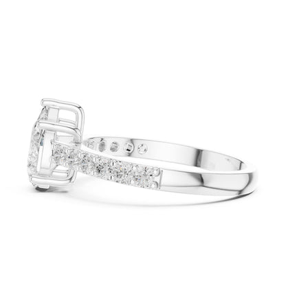 Pear Accented Lab Grown Diamond Engagement Ring