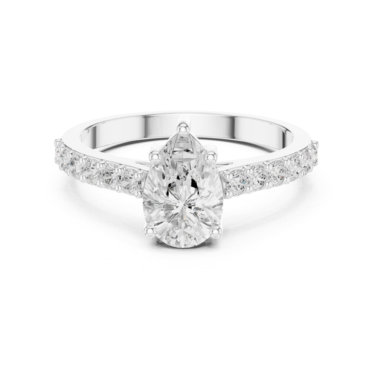 Pear Accented Lab Grown Diamond Engagement Ring