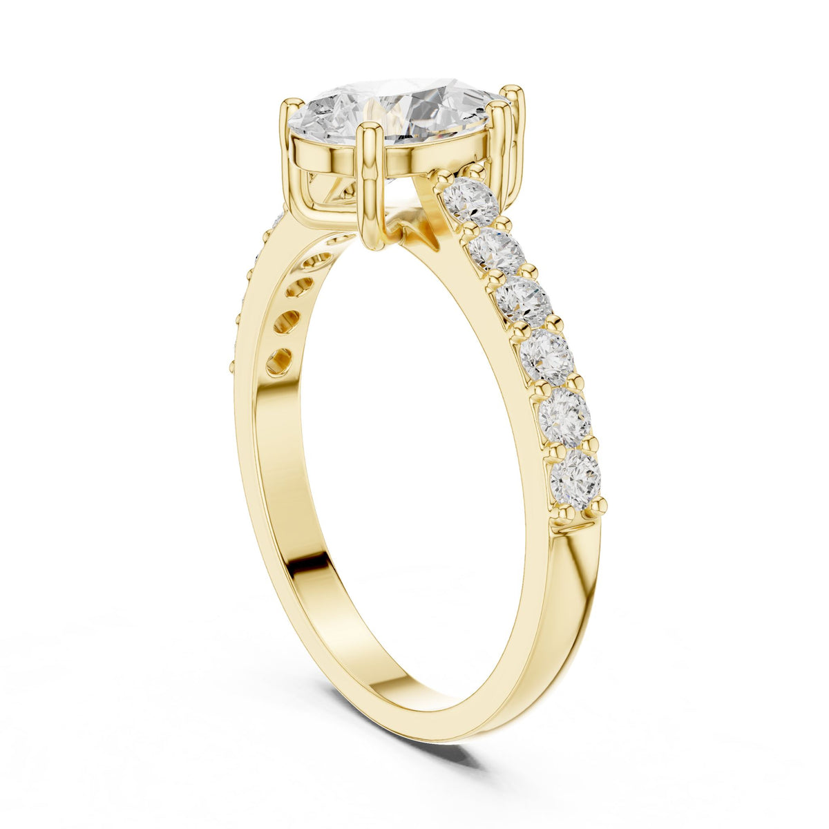 Pear Accented Lab Grown Diamond Engagement Ring