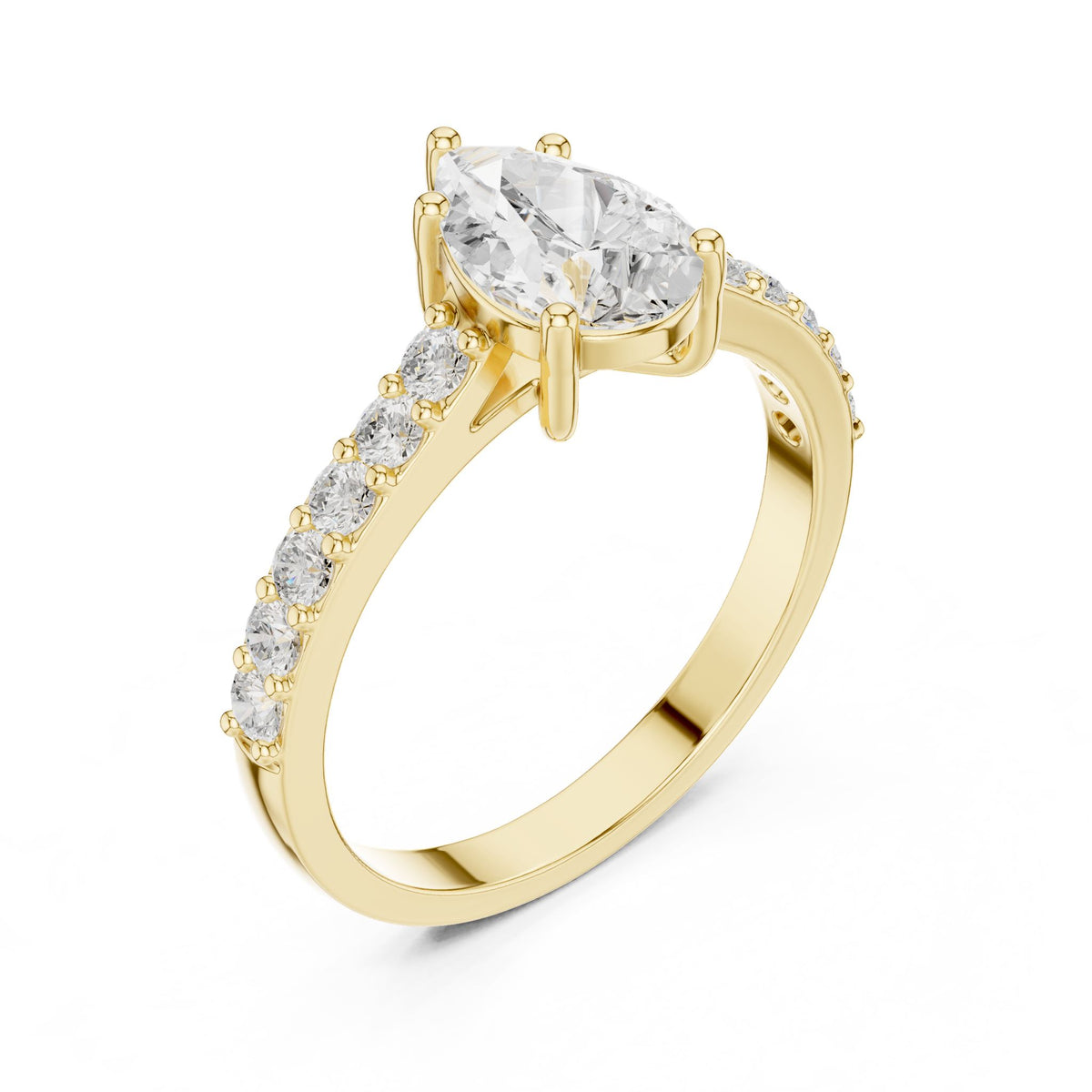 Pear Accented Lab Grown Diamond Engagement Ring