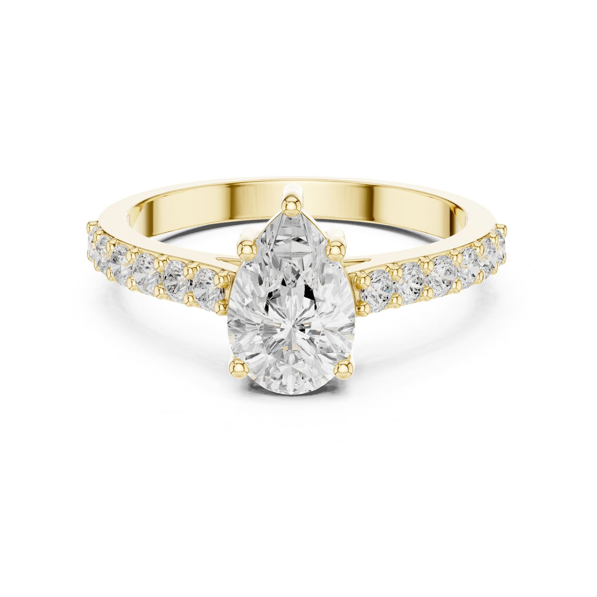 Pear Accented Lab Grown Diamond Engagement Ring