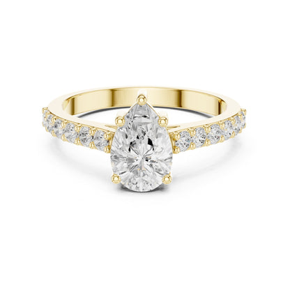Pear Accented Lab Grown Diamond Engagement Ring
