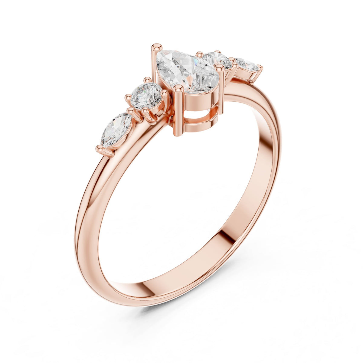 Pear Accented Lab Grown Diamond Engagement Ring