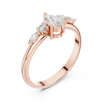 Pear Accented Lab Grown Diamond Engagement Ring