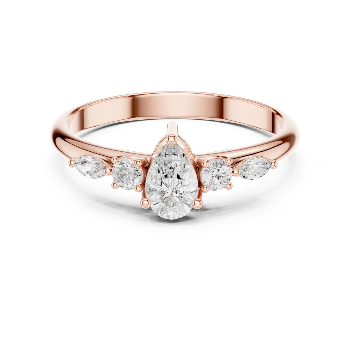 Pear Accented Lab Grown Diamond Engagement Ring