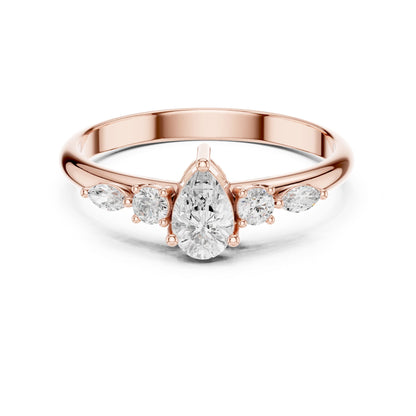 Pear Accented Lab Grown Diamond Engagement Ring