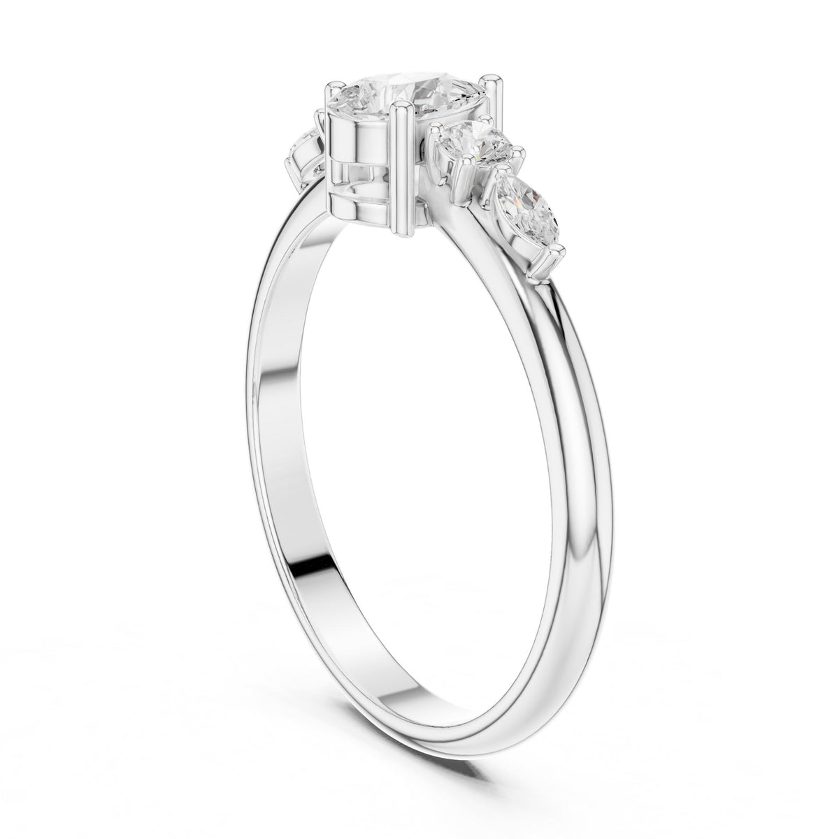 Pear Accented Lab Grown Diamond Engagement Ring