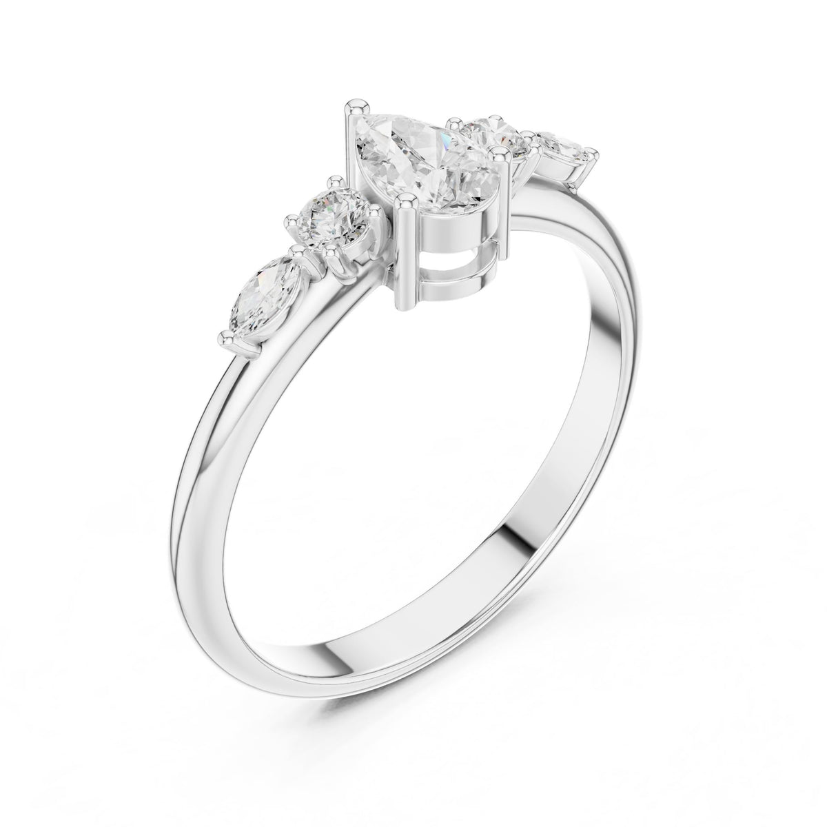 Pear Accented Lab Grown Diamond Engagement Ring