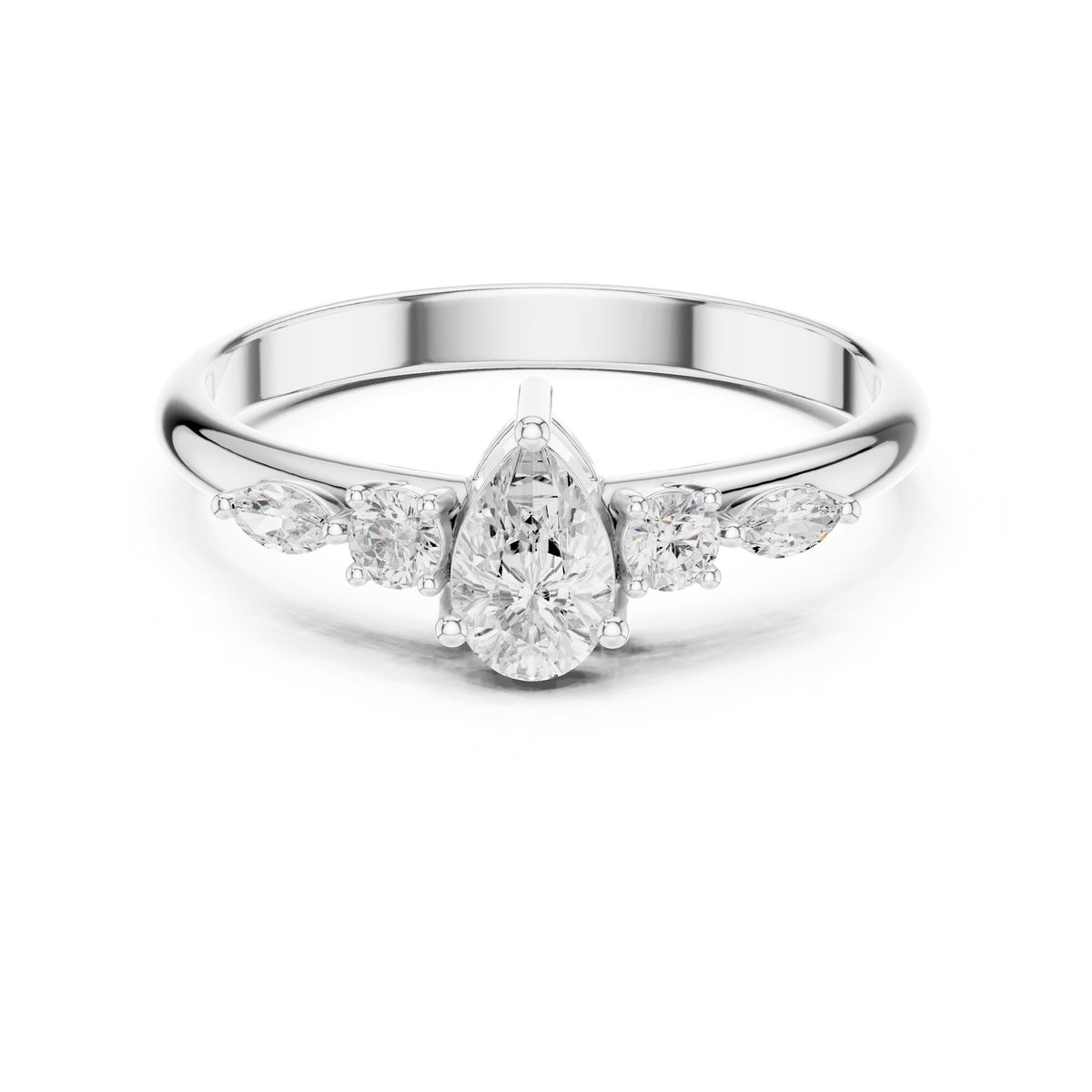 Pear Accented Lab Grown Diamond Engagement Ring