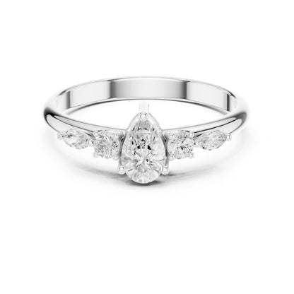 Pear Accented Lab Grown Diamond Engagement Ring